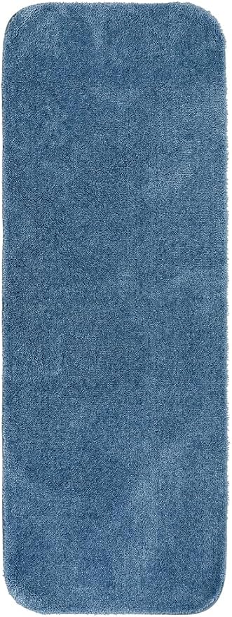 Garland Rug Traditional Nylon Washable Basin Blue 2 Bath Rugs (21" X 34", 22" X 60") - Soft, Absorbent, and Stylish for Your Bathroom