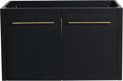 30 Inch Floating Bathroom Vanity,30" Bathroom Vanity Without Sink,Modern Black Bathroom Vanity Cabinet,Wall Mounted Cabinet(Sink Basin Not Included)