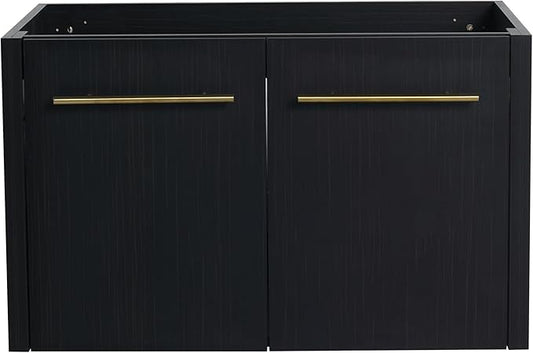 30 Inch Floating Bathroom Vanity,30" Bathroom Vanity Without Sink,Modern Black Bathroom Vanity Cabinet,Wall Mounted Cabinet(Sink Basin Not Included)