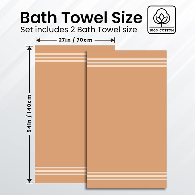 Infinitee Xclusives 100% Ring-Spun Cotton Bath Towels for Bathroom - Pack 2 | Luxury Super Soft, Absorbent & Quick-Drying |27x54 inches| Large Bathroom Towels Set |600 GSM| Gym, Shower, Spa & Hotel Use