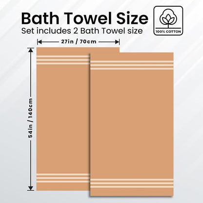 Infinitee Xclusives 100% Ring-Spun Cotton Bath Towels for Bathroom - Pack 2 | Luxury Super Soft, Absorbent & Quick-Drying |27x54 inches| Large Bathroom Towels Set |600 GSM| Gym, Shower, Spa & Hotel Use