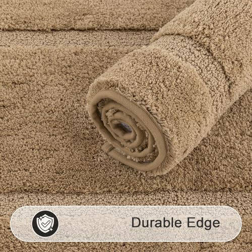 SHACOS Soft Microfiber Bathroom Rugs Set of 2 Pieces, Khaki Brown