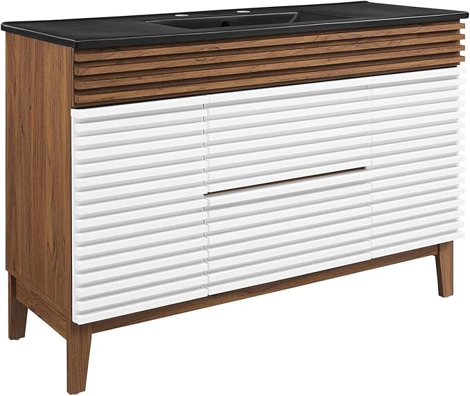 Modway Render 48" Single Bathroom Vanity in White Walnut Black
