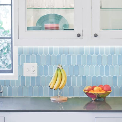 Vamos Tile Thicker Peel and Stick Backsplash Tile,Light Blue,10-Sheet | Self Adhesive Vinyl Wall Tiles with White Grout, Stick on Backsplash for Kitchen, Bathroom, RV,Laundry,11.1''x12''