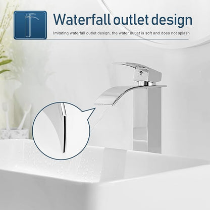 Chrome Vessel Sink Faucet Bathroom Faucets Tall Waterfall Bathroom Bowl Sink Faucet Rv Lavatory Faucet with Supply Hose
