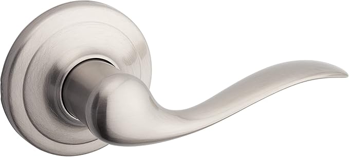 Kwikset Tustin Dummy Door Handle, Single Sided Lever for Closets, French Double Doors, and Pantry, Satin Nickel Non-Turning Right Handed Interior Push/Pull Lever, with Microban Protection