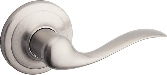 Kwikset Tustin Dummy Door Handle, Single Sided Lever for Closets, French Double Doors, and Pantry, Satin Nickel Non-Turning Right Handed Interior Push/Pull Lever, with Microban Protection