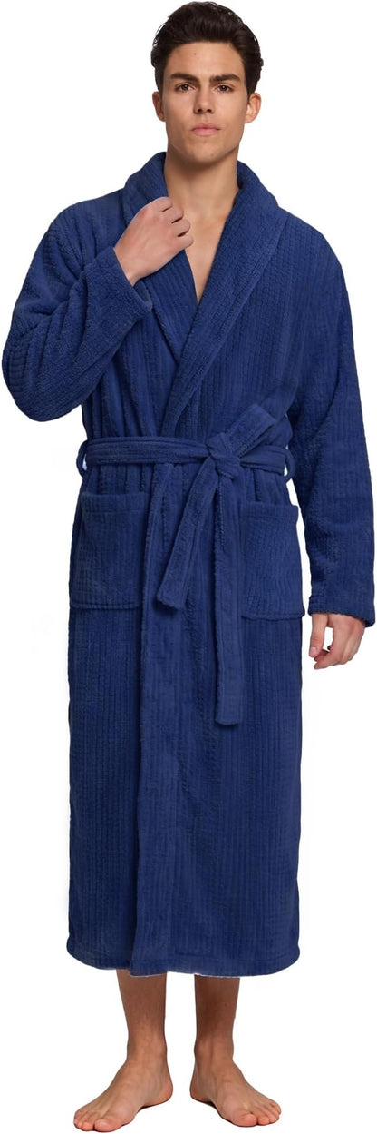 PJGGZ Men's Shawl Collar Bathrobe, Soft Long Towel Robe for Men - Super Absorbent Quick Dry yet Warm