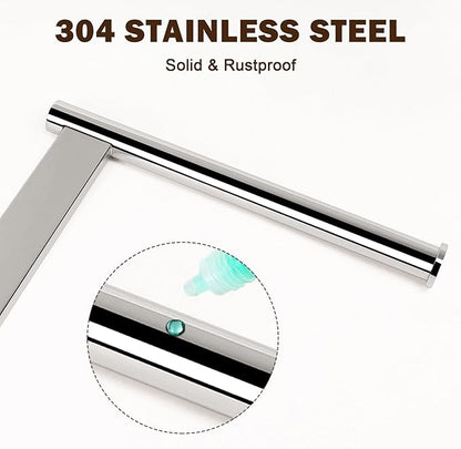 Hand Towel Holder Stand for Bathroom, L- Shaped Standing Hand Towel Rack, Towel Bar Kitchen Vanity Countertop Organizer, SUS304 Stainless Steel Material (Marble Base, Chrome)