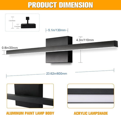 31.5 inch Black Bathroom Vanity Light,18W 5CCT Dimmable LED Bathroom Lighting Fixtures Over Mirror, Modern Vanity Lights for Bathrooms Restroom Mirror- ETL Certified