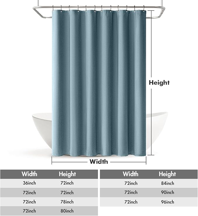 MIULEE Linen Fabric Shower Curtain Moonlight Blue W72*L72 12 Metal Hooks | Washable, Modern, Heavy Duty, Shower Curtain Set, Waterproof Thick Cloth Shower Curtains, Bathroom Bathtub