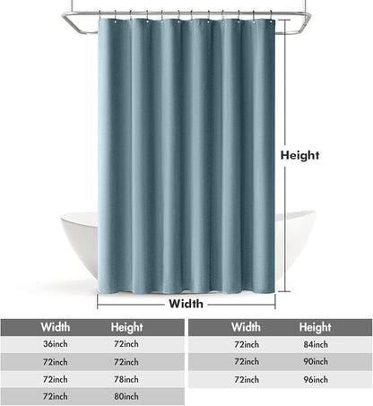 MIULEE Linen Fabric Shower Curtain Moonlight Blue W72*L72 12 Metal Hooks | Washable, Modern, Heavy Duty, Shower Curtain Set, Waterproof Thick Cloth Shower Curtains, Bathroom Bathtub