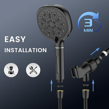 Filtered Shower Head with Handheld, High Pressure 8-mode Shower with Filter | Remove Chlorine for Hard Water, Reduce Dry Itchy Skin, Anti-clog Nozzles, Built with Power Wash, Extra Holder & Hose