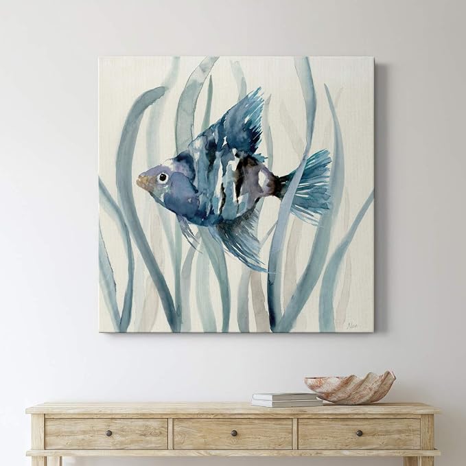 Renditions Gallery Fish in Seagrass II Wall Art, Premium Gallery Wrapped Canvas Decor, Ready to Hang, 40 in H x 40 in W, Made in America Print