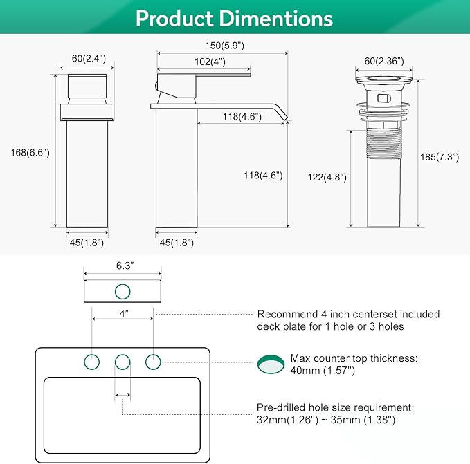 CREA Black Waterfall Bathroom Faucet 1 Hole,Matte Black Bathroom Faucet Single Handle Bathroom Sink Faucet with Pop Up Drain Stopper/ 3 Hole Plate,Stainless Steel RV Vanity Faucet Basin Mixer Tap