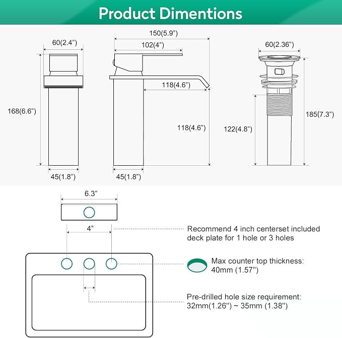 CREA Waterfall Bathroom Faucet 1 Hole,Brushed Nickel Bathroom Faucet Single Handle Bathroom Sink Faucet with Pop Up Drain Stopper/ 3 Hole Plate,Stainless Steel RV Vanity Faucet Basin Mixer Tap