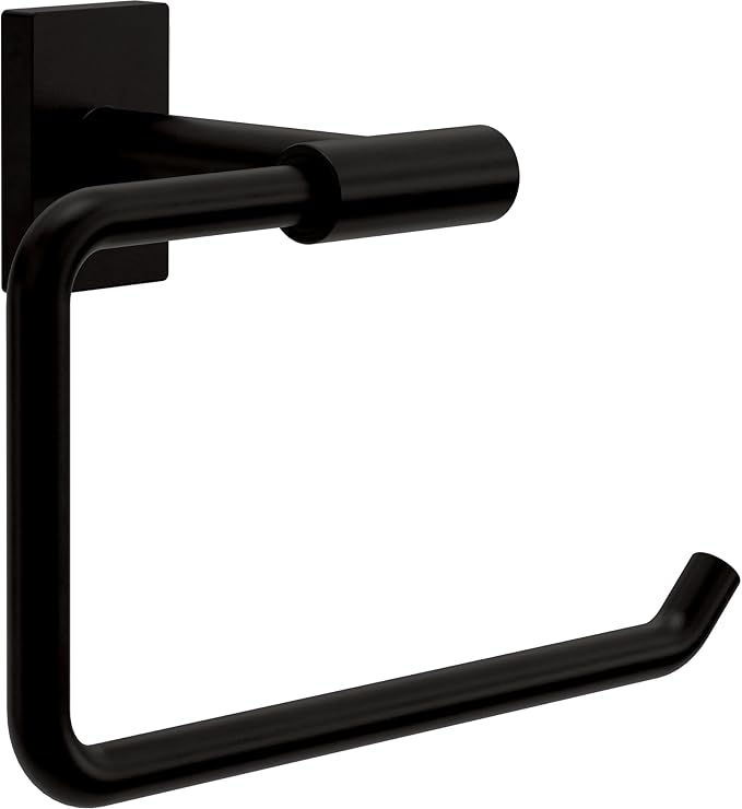 Franklin Brass Hartwell (1-Pack) Toilet Paper Holder, Euro Single Post Tissue Roll Wall Mount TP Storage, Matte Black Bathroom Decor, Accessories HRT50-MB