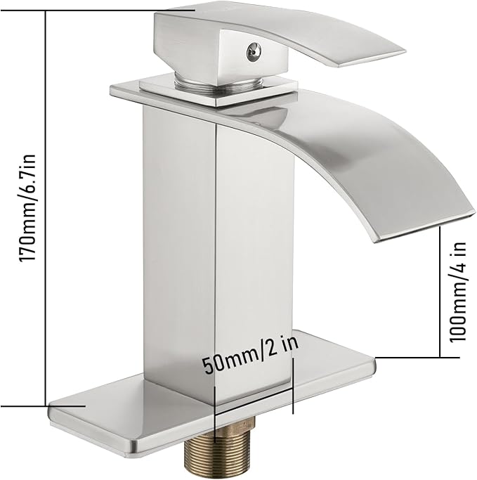 Gappo Waterfall Bathroom Faucet Brushed Nickel Single Handle Single Hole Sink Faucet Commercial