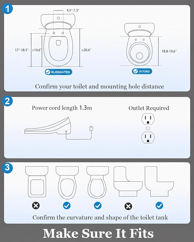 TOTTE Bidet Toilet Seat Round, Electric Bidet with Heated Water & Remote – Heated Bidet Seat with Auto Open/Close, Bubble Foam Shield, Instant Warm Wash & Dry, LED Nightlight for Family