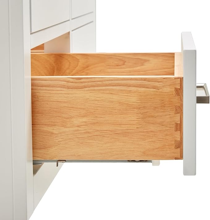 ARIEL Hutton 72-inch Bathroom Vanity with Sink,Solid Wood, 1.5-inch Carrara White Quartz Countertop & Backsplash, Double Rectangular Porcelain Sink, 3 Dovetail Drawers, White