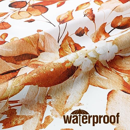 Gibelle Orange Eucalyptus Shower Curtain, Watercolor Floral Print, 72x72