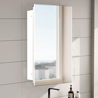 16"x26" Medicine Cabinet,HD Bathroom Mirror Cabinet with Beveled Mirror,Removeable Shelves, Recessed and Surface Mount,Frameless Bathroom Mirror with Storage