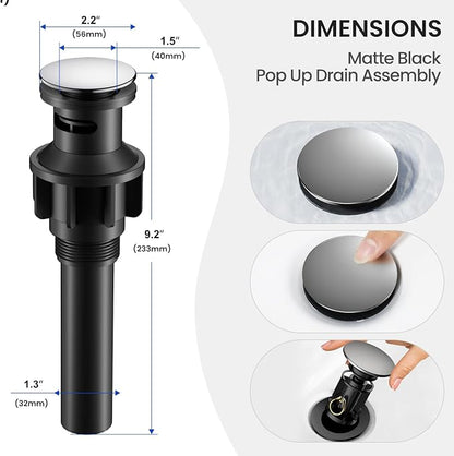 Bathroom Faucets for 3 Hole Sinks, Hurran 8 Inch Chrome Double Handle Bathroom Sink Faucet Comes with a 360 Degree Rotating Spout and a Pop-Up Drain that is Suitable for Vanity RV Outdoor Sink