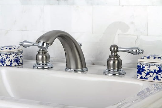 Kingston Brass KB977AL Victorian Widespread Bathroom Faucet, Brushed Nickel/Polished Chrome