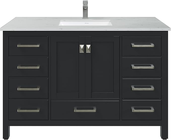 Eviva London 48 x 18 inch Espresso Transitional Bathroom Vanity with White Carrara Quartz Countertop and Undermount Porcelain Sink