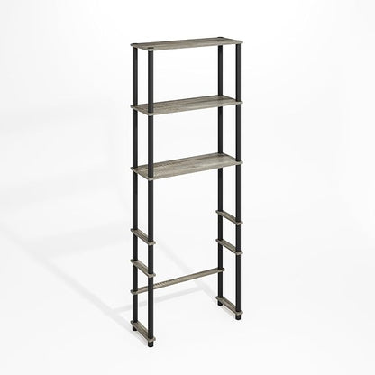 Furinno Turn-N-Tube Over The Toilet Storage, 3-Shelf Over The Toilet Organizer, Freestanding Space Saver Bathroom Shelf, for Bathroom Organizers and Storage, Grey Oak