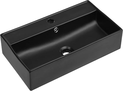 Claire 22" Rectangle Wall-Mount Bathroom Sink in Matte Black