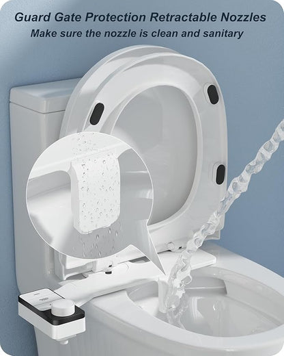 Ultra-Slim Bidet Attachment for Toilet Dual Nozzles Feminine & Rear Wash Bidet Toilet Seat Attachment Non Electric Self Cleaning Adjustable Water Pressure, Rear Wash (KB002)