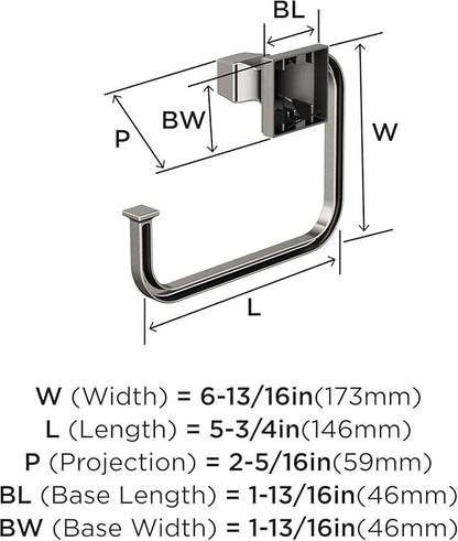 Amerock BH36022G10 | Brushed Nickel Towel Ring | 5-3/4 in (146 mm) Length Towel Holder | Mulholland | Hand Towel Holder for Bathroom Wall | Small Kitchen | Bath Accessories
