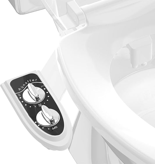 Bidet Toilet Attachment, Toilet Bidet Cold Water No-Electric, 3 Wash Modes Female Wash/Bidet Wash/Self-Cleaning, Super-Slim Design, 2 Years Support, Black