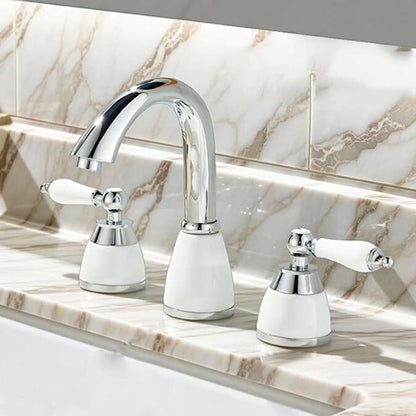 3 Hole Basin Mixer Faucet Brass 3 Hole Bathroom Faucets-Chrome Plated