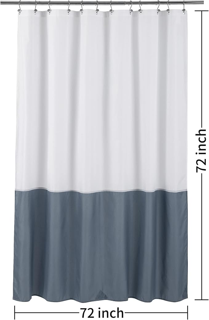 ALYVIA SPRING Waterproof Shower Curtain or Liner White/Stone Blue, 72x72 | 3 Magnets, Soft Cloth & Hotel Quality, Machine Washable, Light-Weight, Standard Size