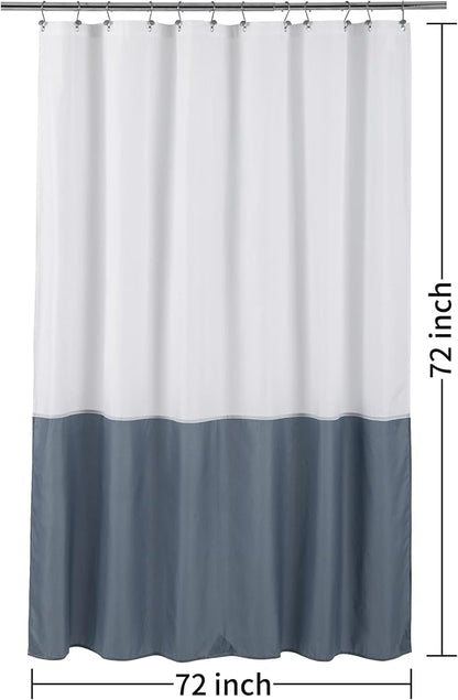 ALYVIA SPRING Waterproof Shower Curtain or Liner White/Stone Blue, 72x72 | 3 Magnets, Soft Cloth & Hotel Quality, Machine Washable, Light-Weight, Standard Size