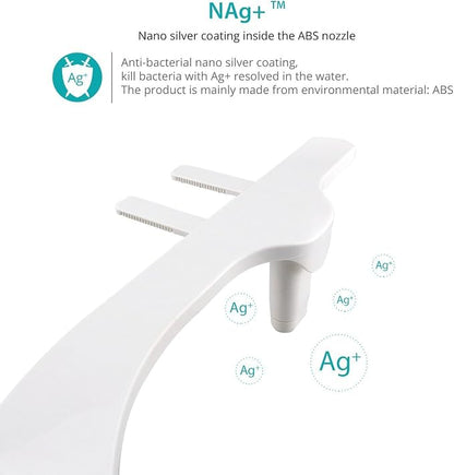Bathroom Bidet Fresh Water (Cold Water only) Spray Self Cleaning Dual Nozzle Non-Electric Mechanical Bidet Toilet Restroom Seat Cover Attachment (UBI-AMI-630)