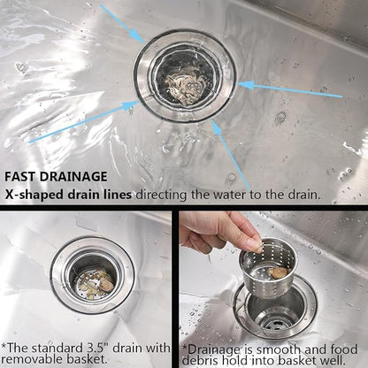 33x19 Drop in Kitchen Sink Single Bowl Stainless Steel Sink | 33 Inch Kitchen Sink Top Mount 16 Gauge Single Bowl Deep Basin with Drain Strainer