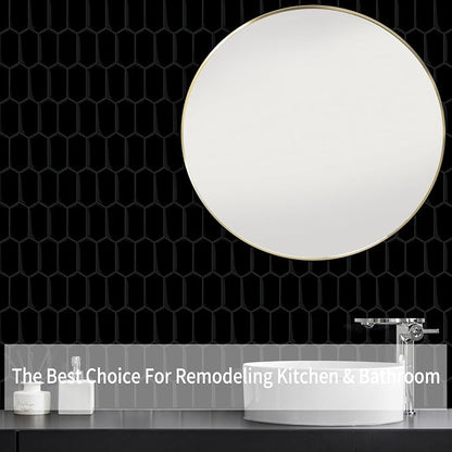 10-Sheet Long Hexagon Peel and Stick Kitchen Backsplash Tiles | 3D Waterproof Self-Adhesive Wall Tile Stick on Backsplash for Kitchen, Bathroom, Fireplace,RV(Black,12"×12")