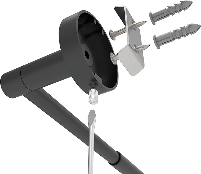Ruacq Adjustable Towel Bar 13.7 to 24 Inch Bathroom Single Towel Bar Black Stainless Steel Modern Wall Mounted Round Towel Holders, Matte Black