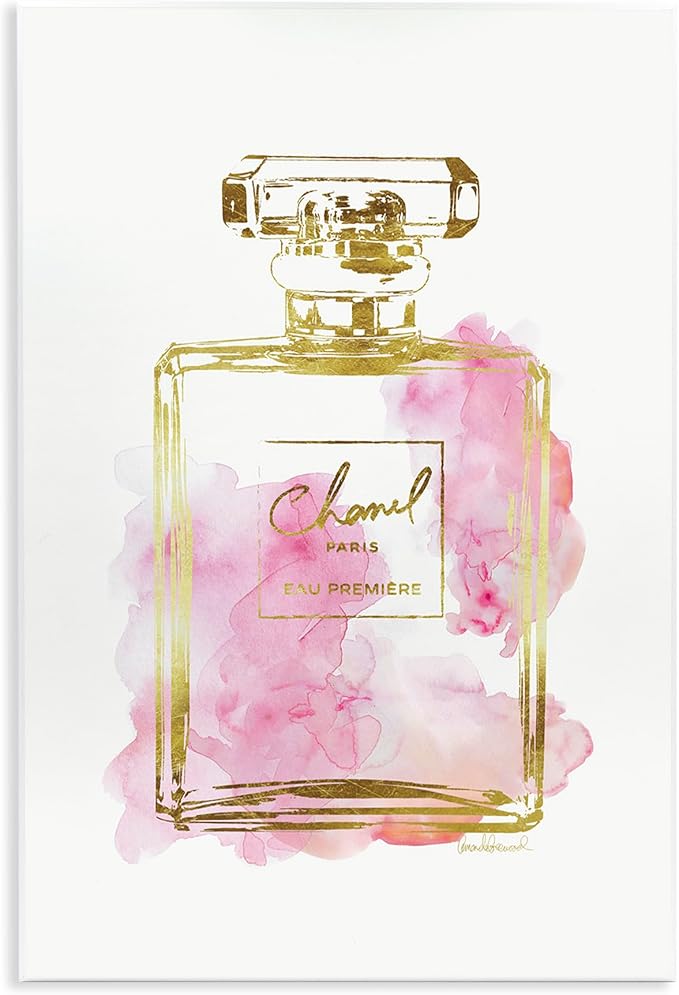 'Glam Perfume Bottle Gold Pink'| Wall Plaque Art | Stupell Industries | 10 x 15 Inches, Easy to Hang and Sturdy, Made in USA, by Amanda Greenwood