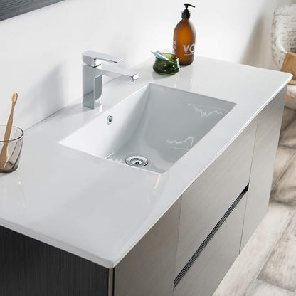 Blossom 48 Inch Bathroom Vanity with Sink, Wall Mounted All-Wood Floating Bathroom Vanity Cabinet with Ceramic Sink, Vanities for Bathroom, 2 Doors and Soft-Closing U-Shaped Drawers, Silver Grey