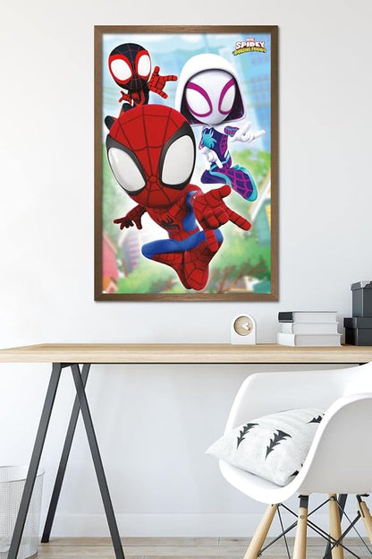 Trends International Marvel Spidey and His Amazing Friends - Webs Wall Poster, 22.37" x 34.00", Bronze Framed Version