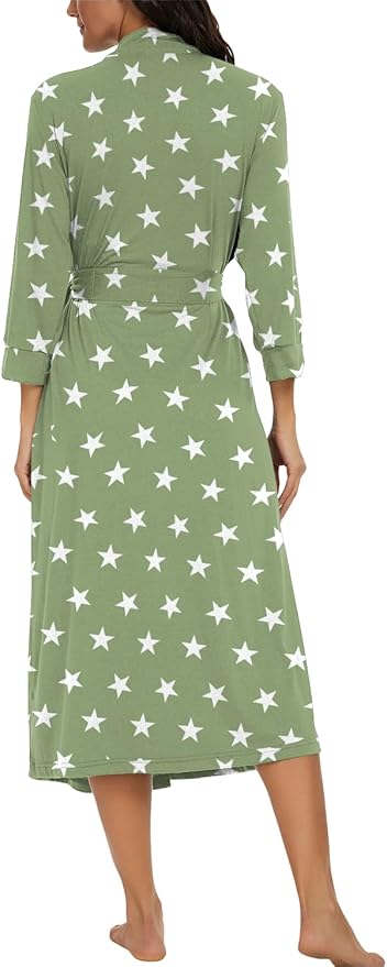 VINTATRE Women Kimono Robes Long Knit Bathrobe Lightweight Soft Knit Sleepwear V-neck Casual Ladies Loungewear