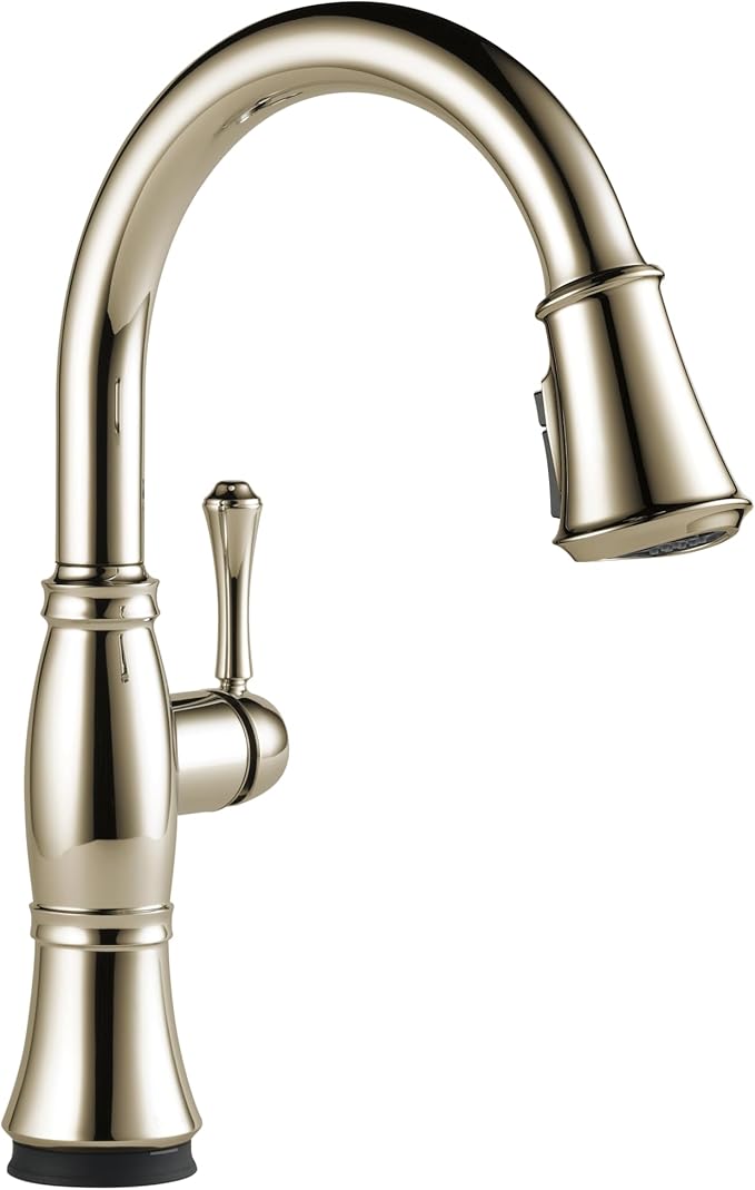 Delta Cassidy Touchless Kitchen Faucet with Touch Technology, Polished Nickel Kitchen Sink Faucet with Pull Down Sprayer, Single Hole, Lumicoat Polished Nickel 9197TL-PN-PR-DST
