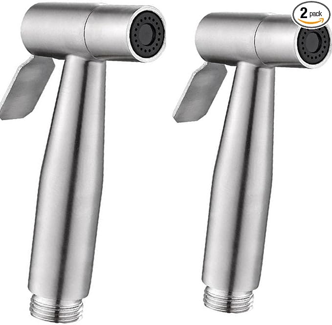 2 Pieces Bidet Toilet Sprayer Head Stainless Steel Handheld Sprayer for Cloth Diaper, Bathroom, Kitchen and Toilet Cleaning