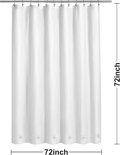 Barossa Design White Shower Curtain Liner with 6 Magnets - Waterproof PEVA Shower Liner for Bath Tub, 72" x 72" Standard Size, PVC Free & Metal Grommets - White, 72x72 (Pack of 2)