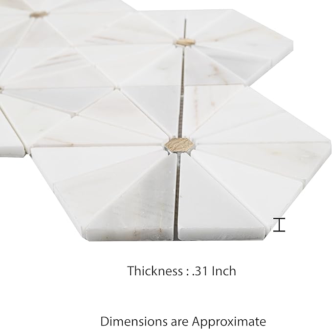MSI Elegante Pinwheel Gold Natural Stone Mosaic Tile Sample, Mesh-Mounted, for Kitchen Backsplash, Bathroom, Floor, Shower, and Accent Wall