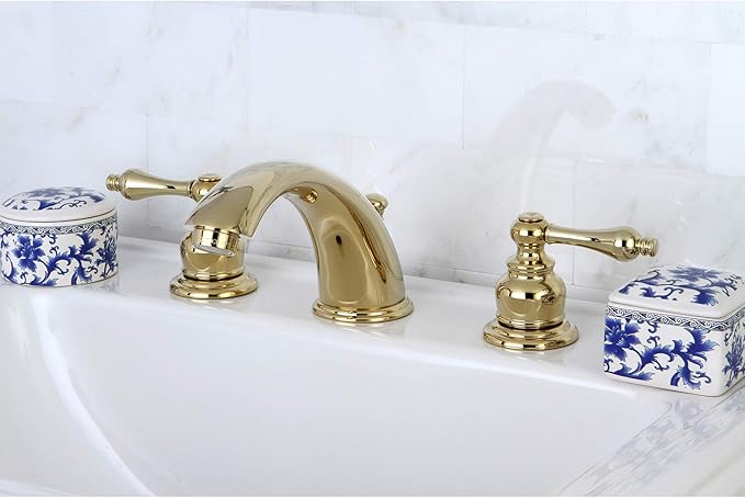 Kingston Brass KB972ALB Widespread Bathroom Faucet, Polished Brass